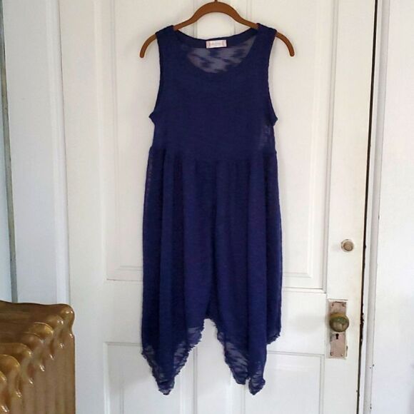 Altar'd State Navy Trapeze Hem Layered Dress - Picture 1 of 8